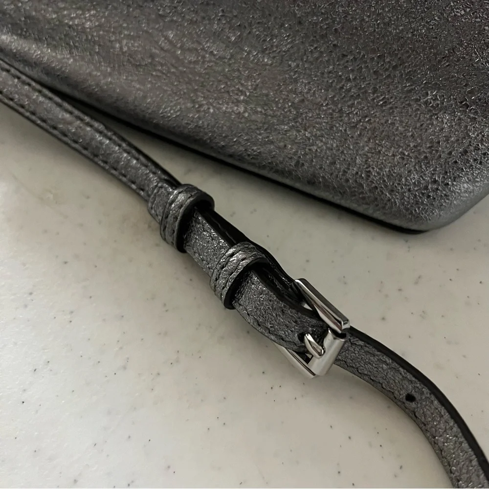 Michael Kors LT Pewter LG Dome Crossbody Leather Bag - Picture 10 of 14